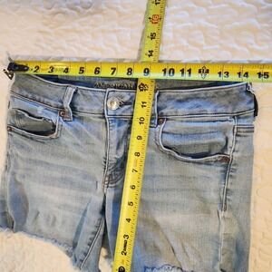 Y2K American Eagle‎ Super Stretch Cut MICRO MINI Shorts Frayed 8 28 Western Vtg